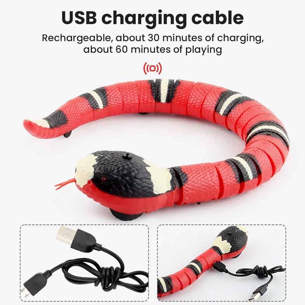 Intelligent Animal Simulation Snake Sensing Obstacle Avoidance Silver Ring Snake New Strange Toy Remote Control Rattlesnake