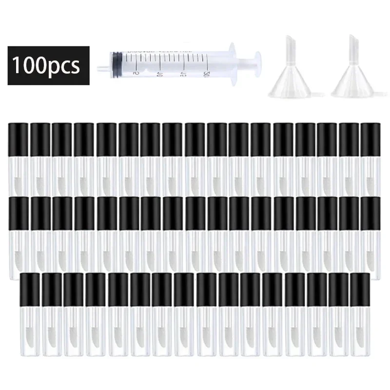 

100PCS 1.2ML Empty Clear Mini Lip Gloss Tube Mini Refillable Lip Balm Bottles with Rubber Inserts for DIY Makeup Containers