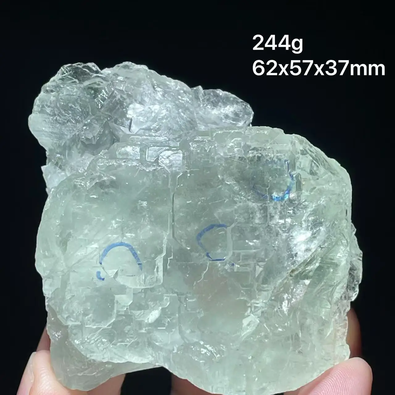 100% natural blue-green fluorite water soaked clean transparent mineral specimen from Xianghualing