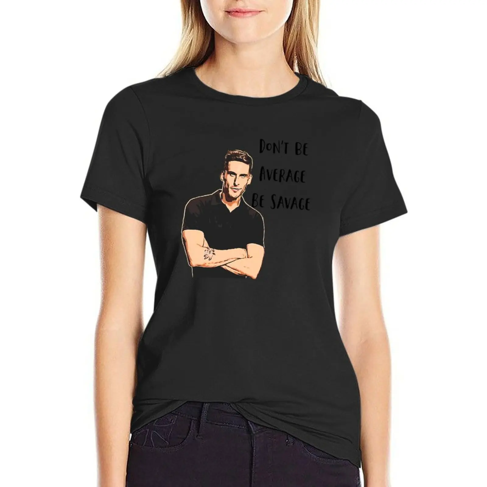 

don't be average be savage Cody Rigsby Quote Boo Crew XOXO Cody Workout Spin sticker T-Shirt