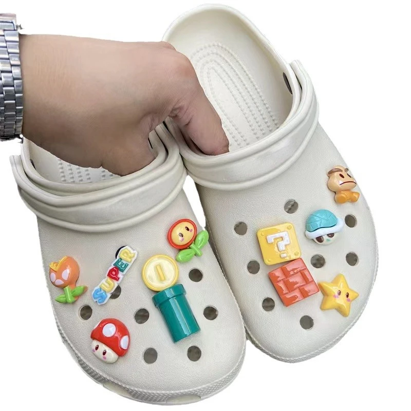 Super Mario Bros Croc Charms Anime Shoe Buckle Cartoon Sandals Charms Decorations Buckle Sandals Pins Cute DIY Accessories Gifts