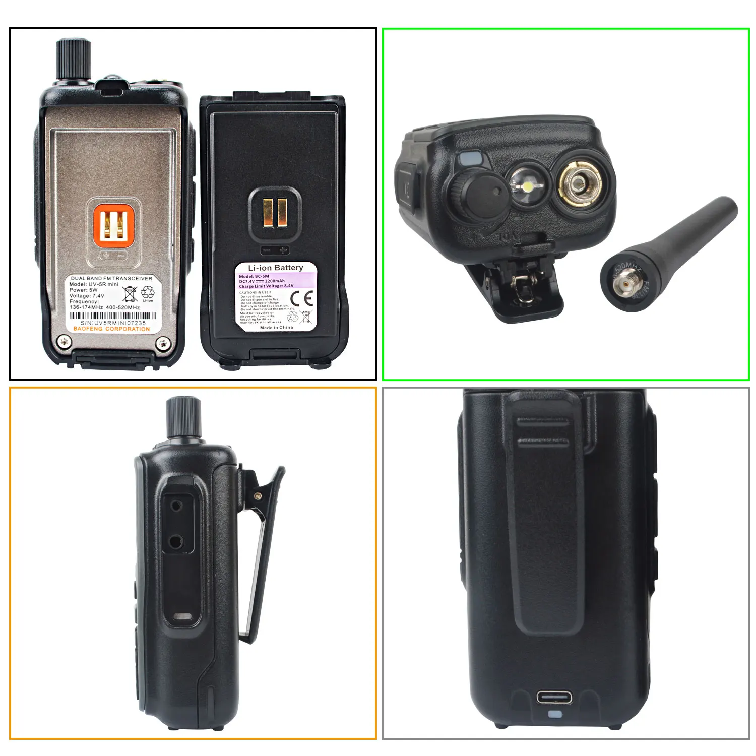 2個/パック BAOFENG UV-5R ミニ航空帯受信 VHF UHF デュアルバンド 