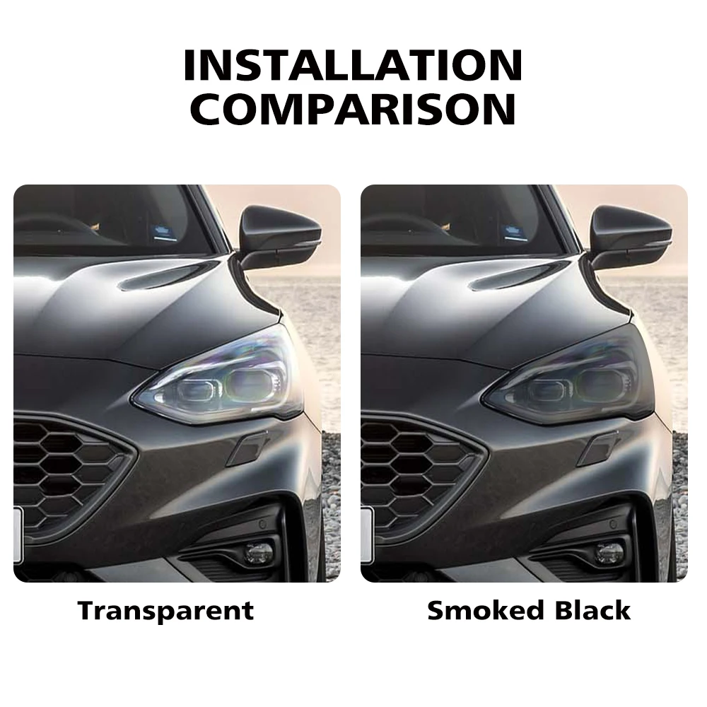 Car Headlight Protective Film For Ford Focus MK4 2018-2025 Smoke Black Pre Cut TPU PPF Anti-Scratch High-Gloss Vinyl Wrap Kit - view 4