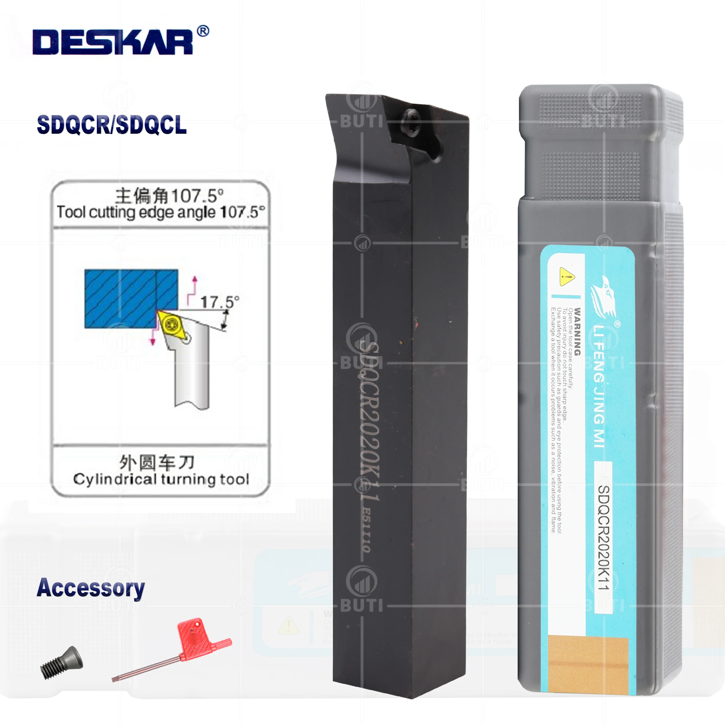 

DESKAR 100% Original 93 Degree SDQCR SDQCL Lathe External Turning Tool Holder Screw DCMT 1010H07 1212H11 1616H11 2020K11 2525M11