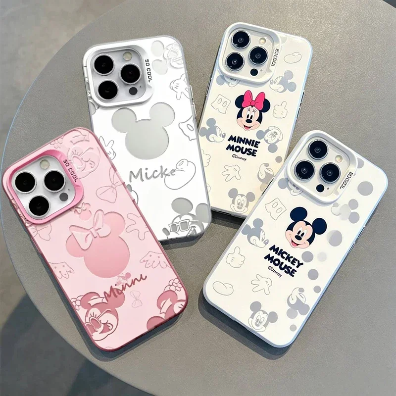 Couple Mickey Minnie Mouse Case For OPPO Realme 16 15 Pro 14 12 11 Pro Plus C75 C63 C61 C65 C53 C51 C55 C35 PC Metal Lens Casing