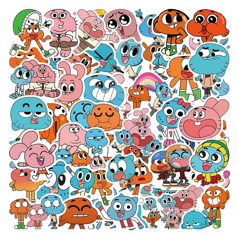 50Pcs The Amazing World of Gumball Stickers Darwin Gumball DIY Sticker Scrapbooking Phone Luggage Skateboard Waterproof Decals