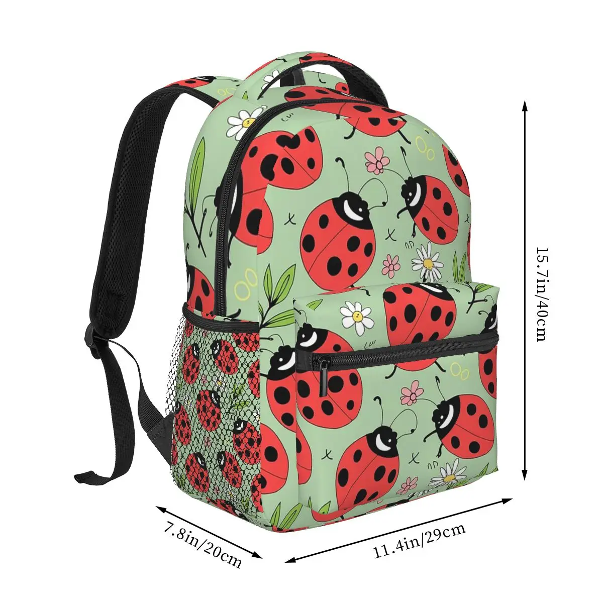 Seven Spot Ladybug Pattern Backpack Student Boys Girls BookBag Kids School Bag Laptop Shoulder Bags for Men Women