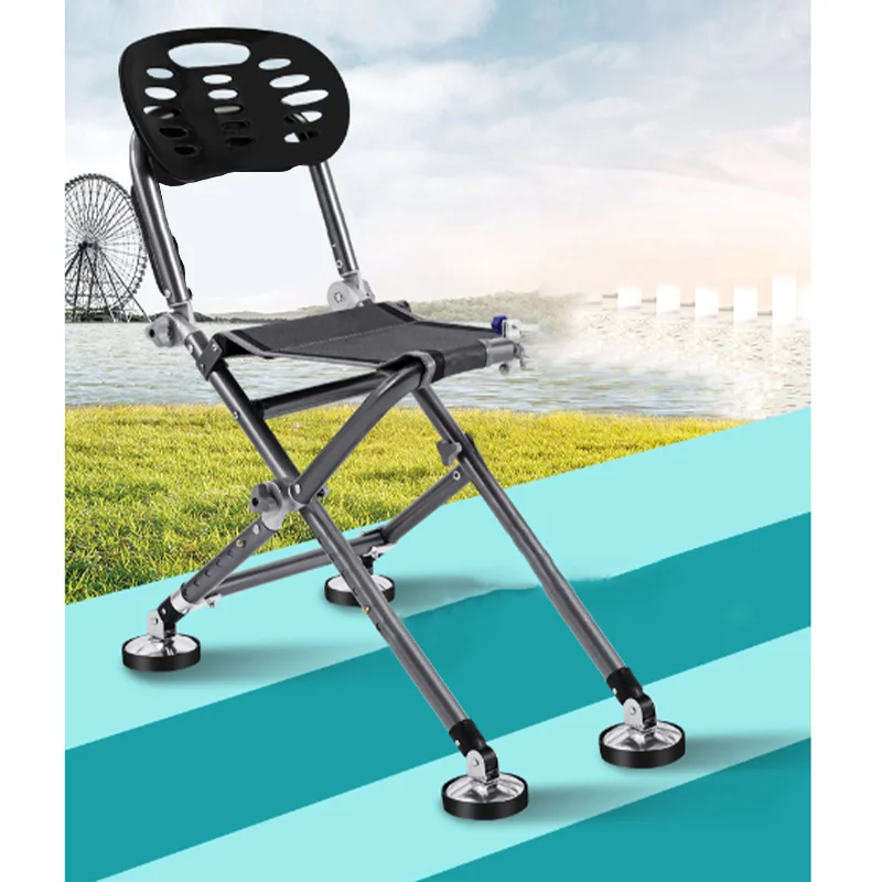 Outdoor All Terrain Fishing Chair Foldable Portable Ultra Light Adjustable Chair Multifunctional Platform Reclining Fishing Chai