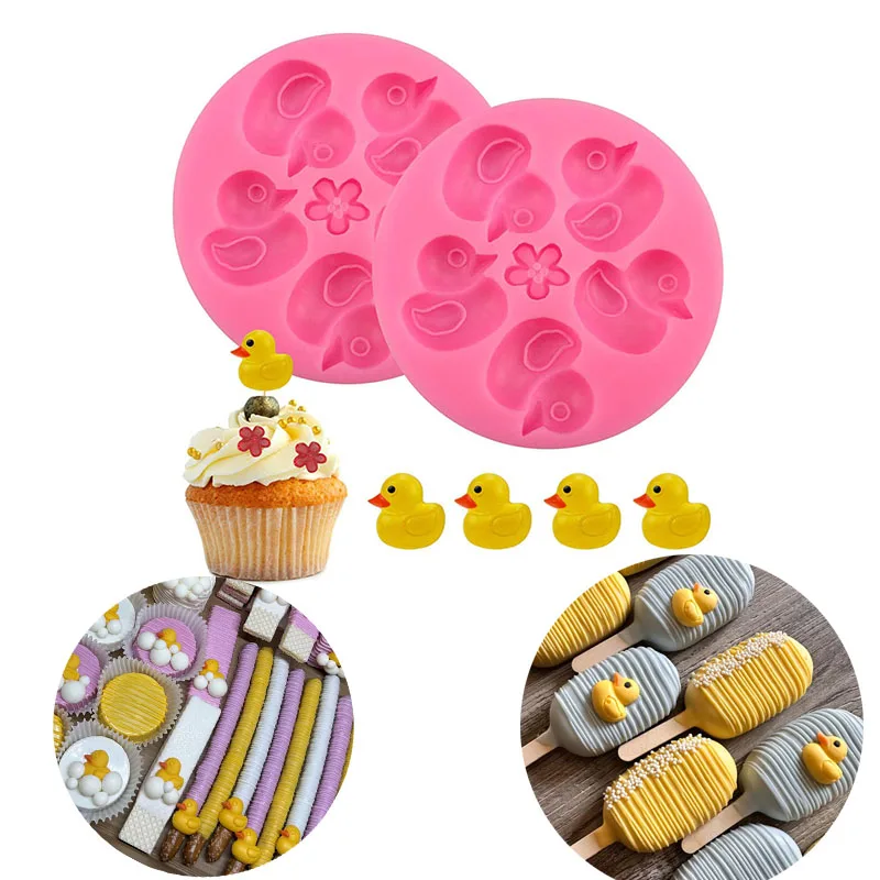 Mini-Enten-Fondant-Form, gelbe Ente, Schokolade, Gummikerze, Silikonform für Babyparty, Kuchen, Kerze, Dekoration, Cupcake-Topper