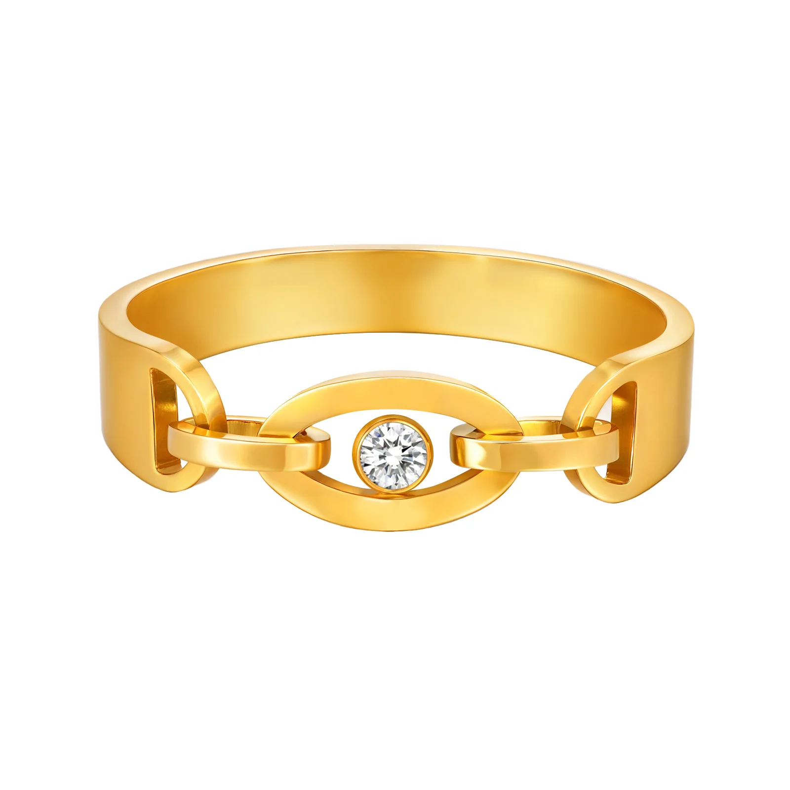 

Unique Gold Plated Hollow Zircon Ring for Female,Women's Geometric Stainless Steel Rings,Charm Jewelry Accessories Gifts