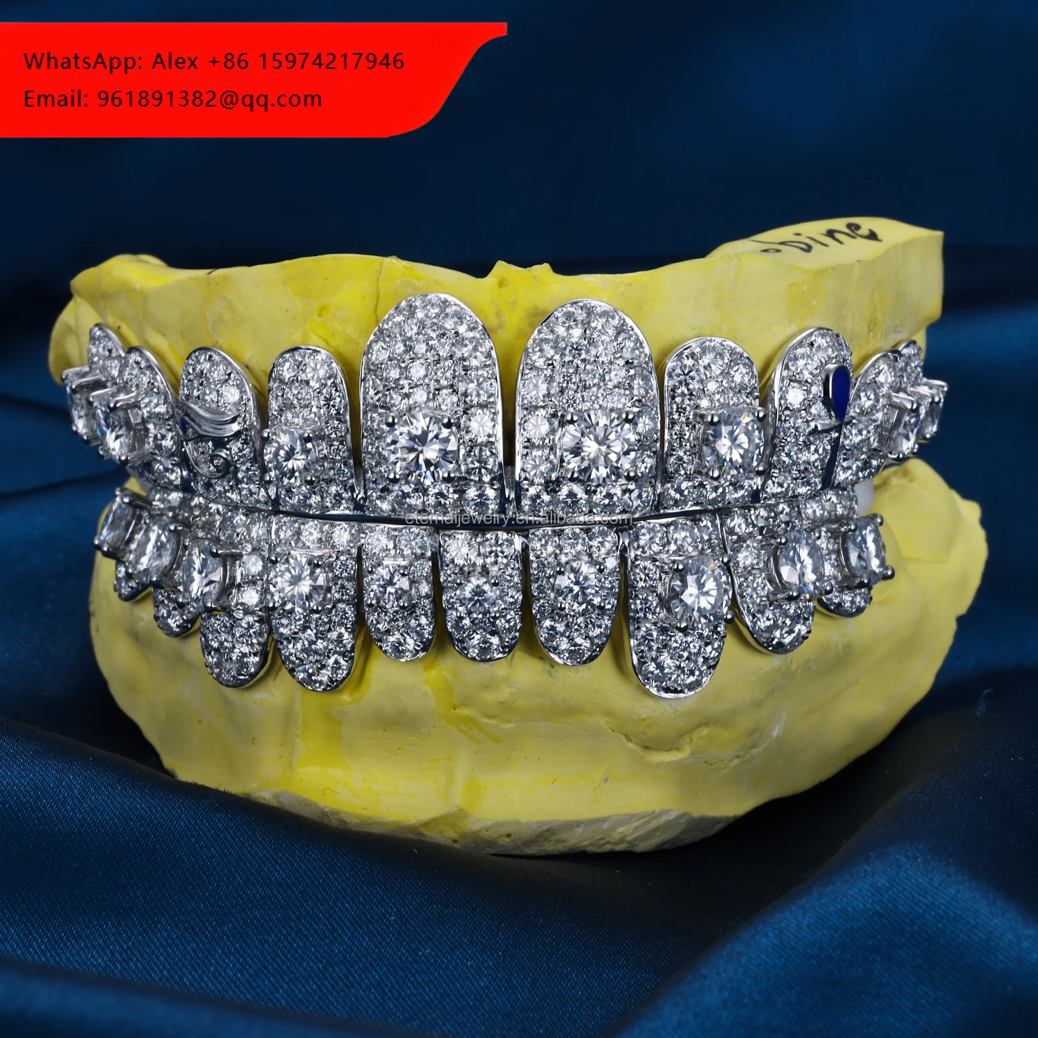 

Custom Women Men Top Bottom 10 S925 Silver Moissanite Lab Diamond Sapphire 10K 14K 18K Solid Gold Round Cut Teeth Grillz