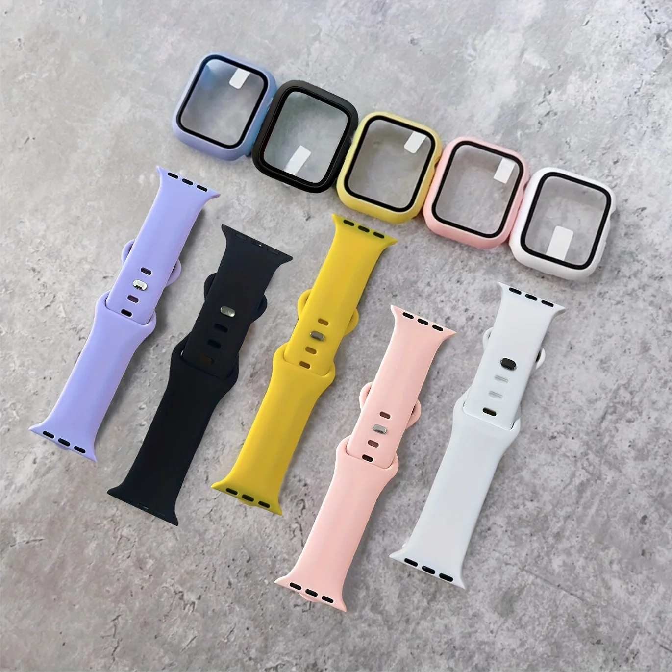 Glass+Case+watchbands For Apple Watch band 44mm 41mm 45mm 40mm 38mm 42mm Silicone bracelet iWatch serises 9 8 4 5 6 SE 7 band