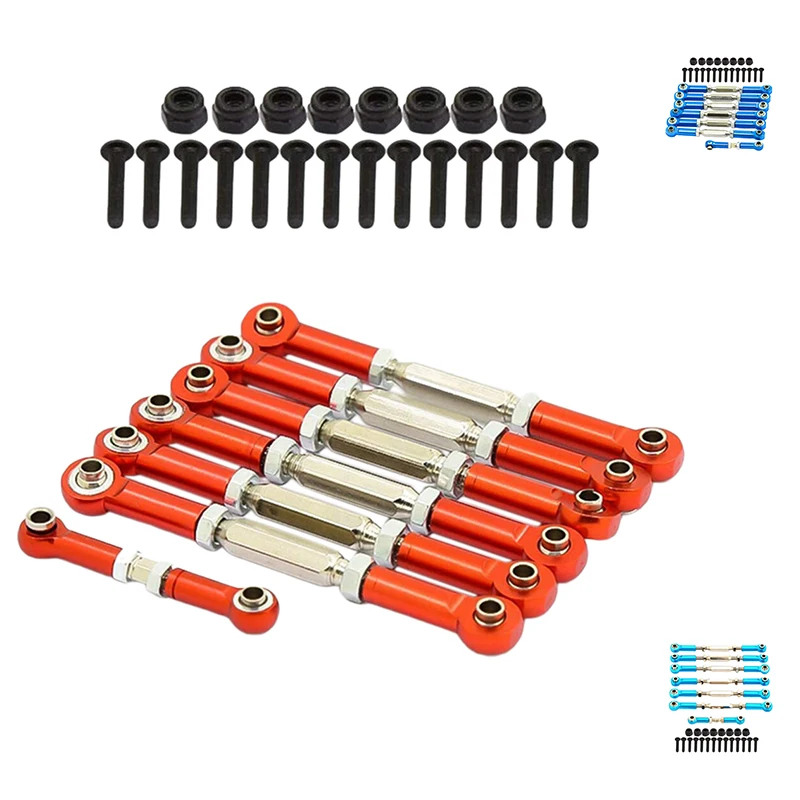 RC Pull Rod, Adjustable Metal Aluminum Steering Pull Rod Upgrade Sets With Rod Ends For Traxxas Slash 2WD 1/10