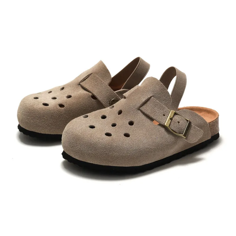 

New Autumn Winter Children's Softwood Sandals Breathable Boys' Indoor Outdoor Slippers Baotou Girls' Suede Shoes