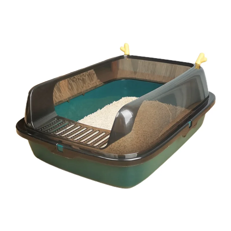 1 Set Anti-Splash Cat Litter Box Semi Closed Cat Bedpan with Scoop Sandbox Cat Tray Toilet Pet Supplies