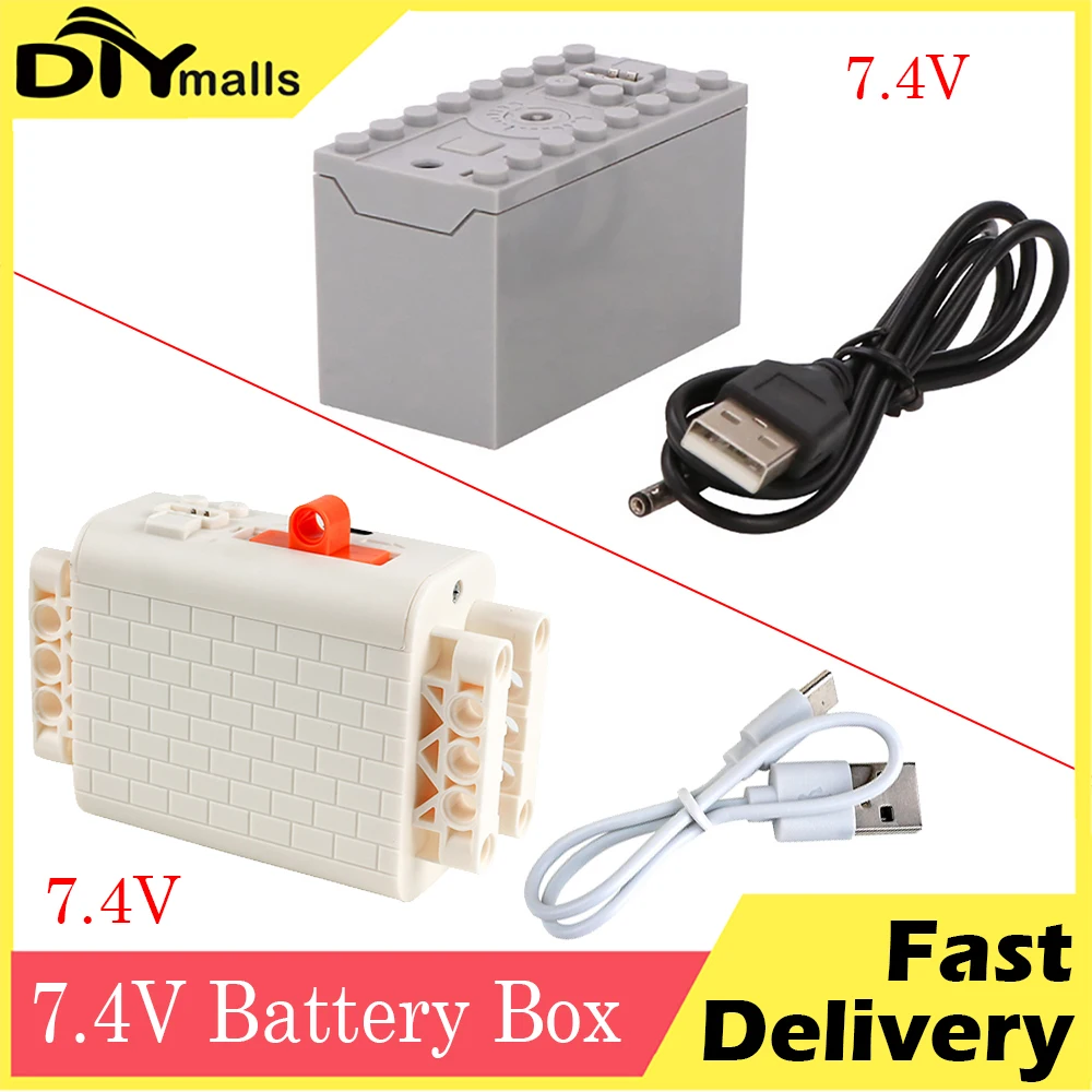 Boîtier de batterie au Lithium Rechargeable MOC 7.4V pour blocs de construction MOC fonctions d'alimentation 59510 8883 servomoteur voiture 8878 8881