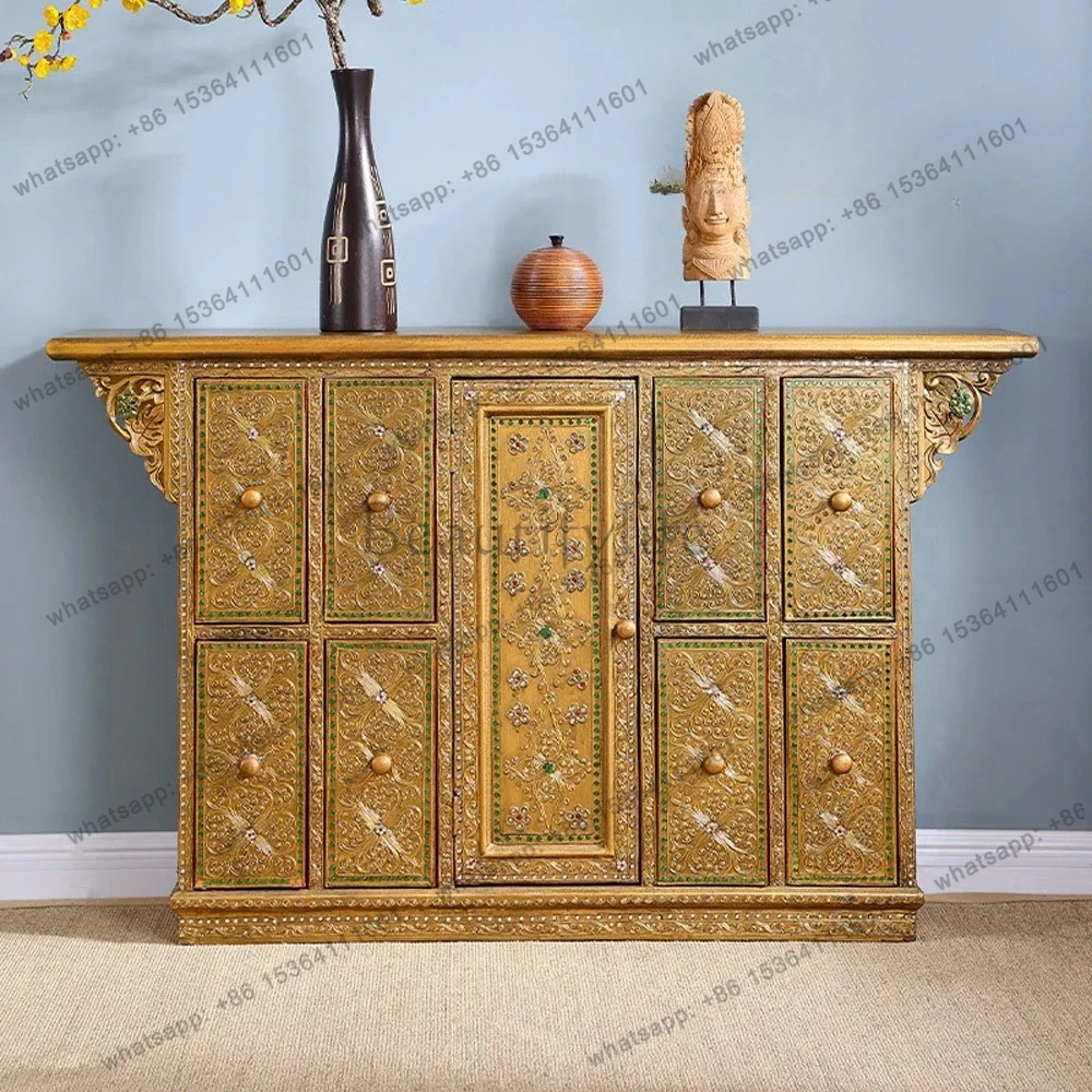 

12Entrance Entrance TV Cabinet South East Asia Style Furniture Thai Living Room Vintage Solid Wood Decorative Cabinet