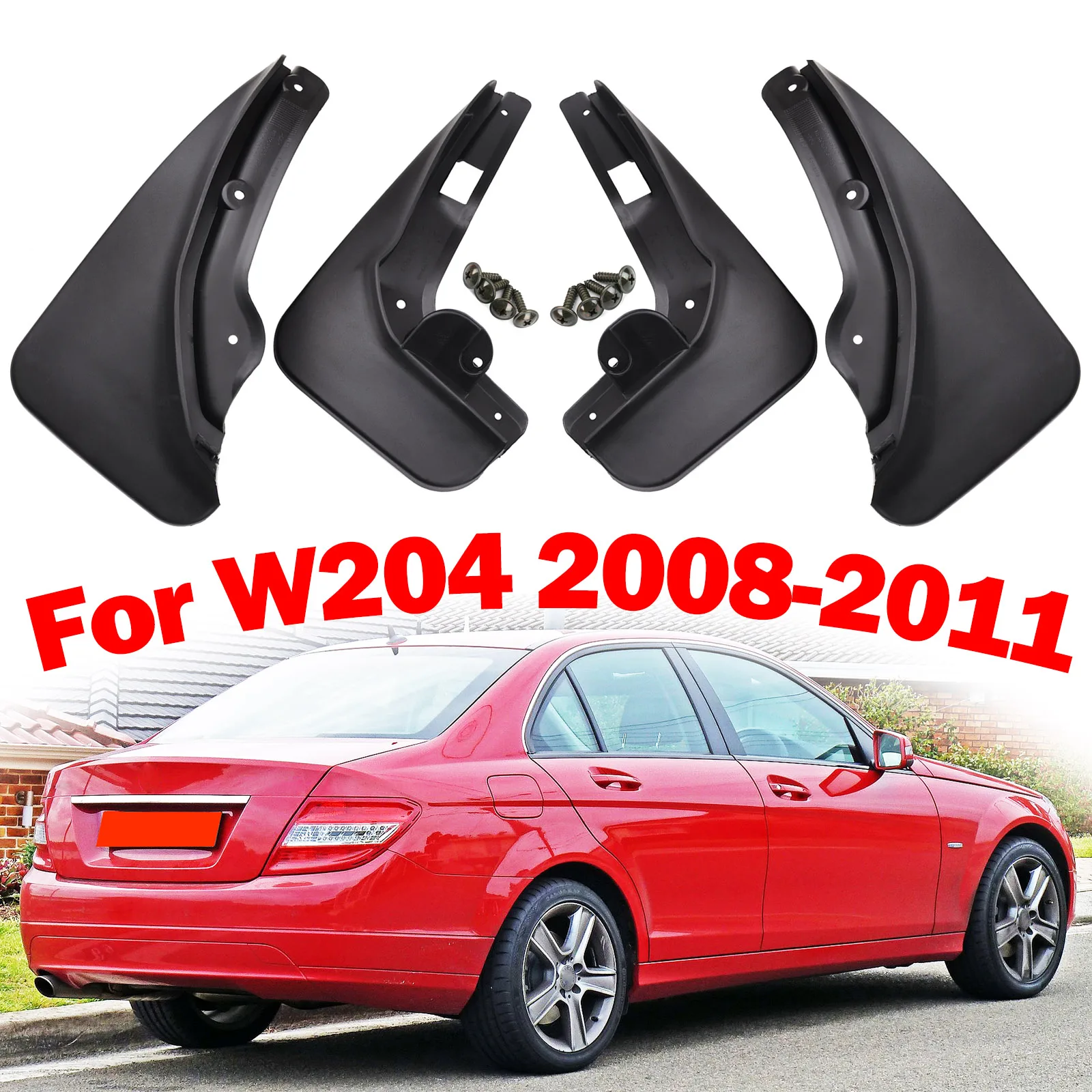 4x For Mercedes Benz C Class C-Class W204 4dr Sedan Saloon 2008 - 2011 Mud Flaps Splash Guards Front Rear Mudguards 2009 2010