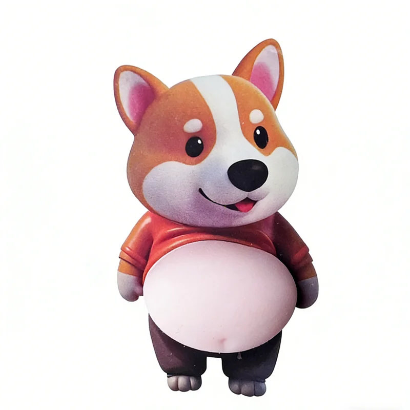 Puppy big belly pinch music cute creative decompression toy little fat shiba dog car anti-collision sticker