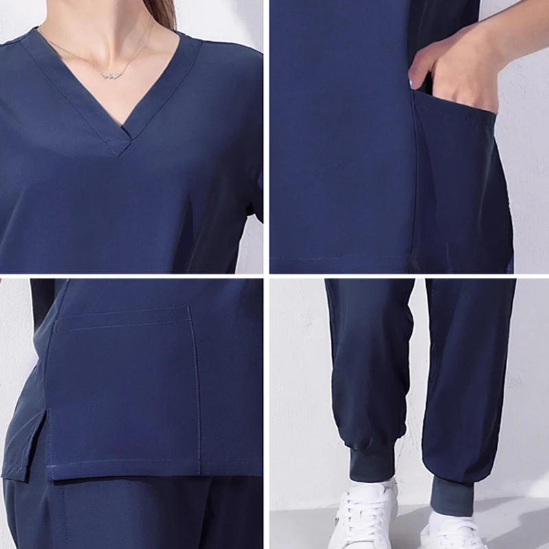 Unisex แขนสั้น Pharmacy พยาบาล Multicolor ชุดแพทย์โรงพยาบาล Workwear ทันตกรรมช่องปากศัลยกรรมชุด Medical Scrubs ชุด