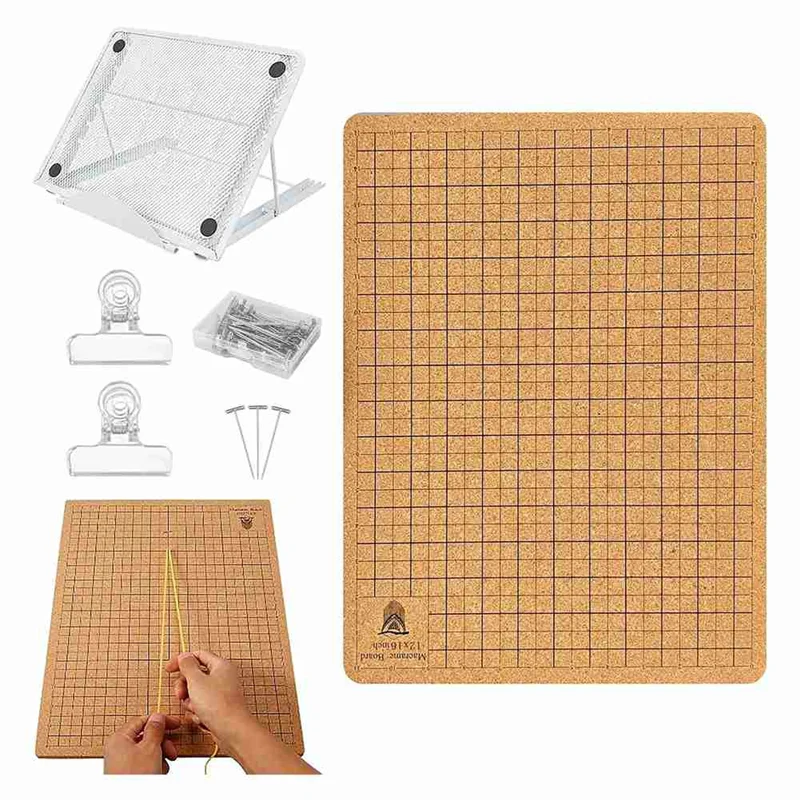 ABWP-Macrame Board 12X16 Inch Macrame Board And Metal Adjustable Holder For Braiding Cording Bracelet Creating