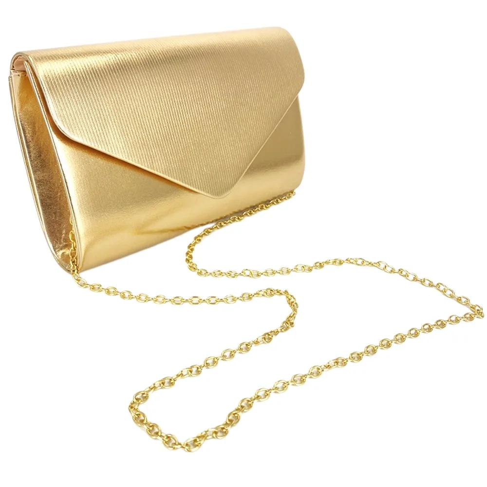 Bolso de noche de diseño lujoso y elegante para mujer, cadena dorada ostentosa, correa de cadena, bolso de mano diario, bolso cruzado para fiesta de boda