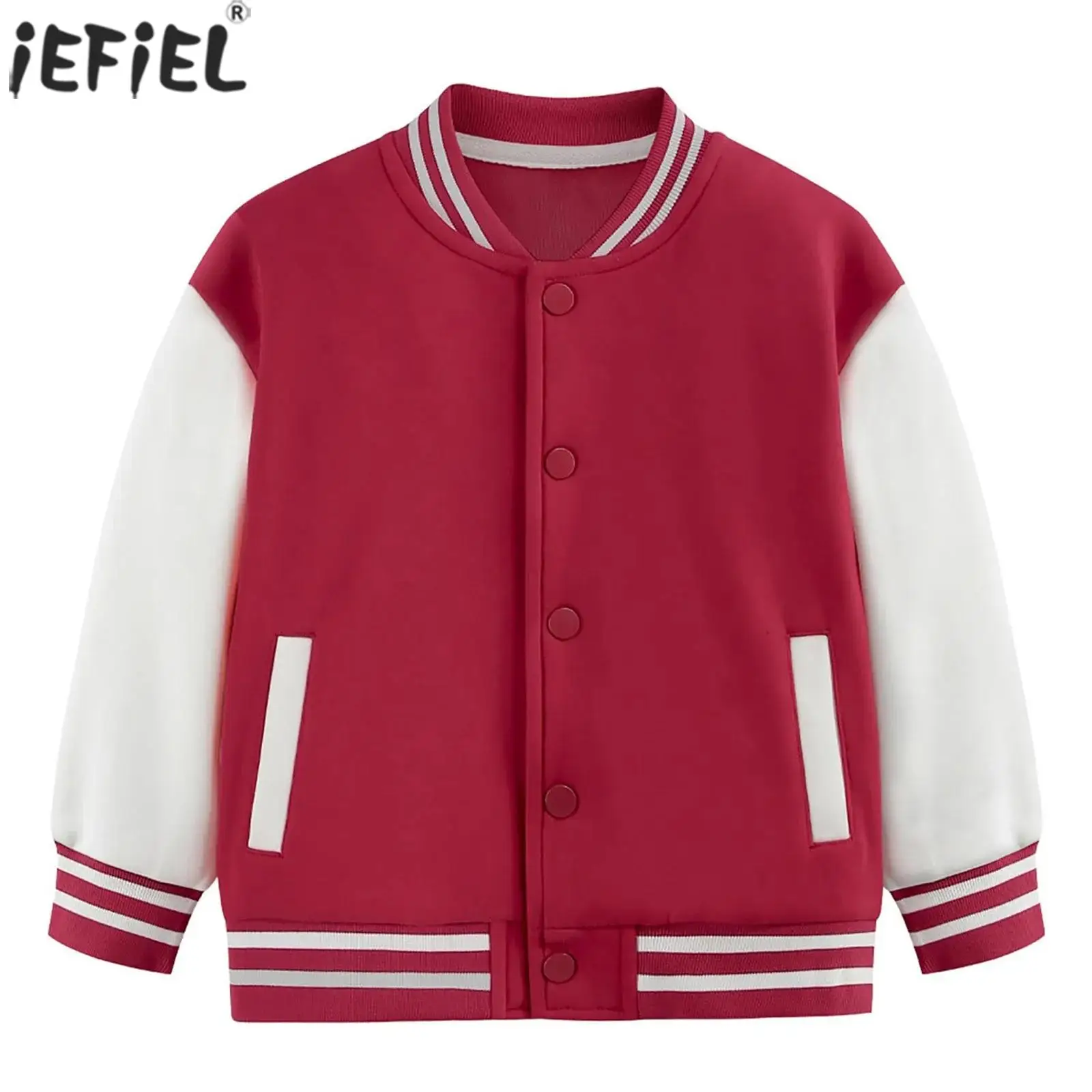 

Бейсбольная куртка для маленьких мальчиков и девочек, толстовка с длинными рукавами и пуговицами, верхняя одежда с карманами, детская одежда, уличная одежда