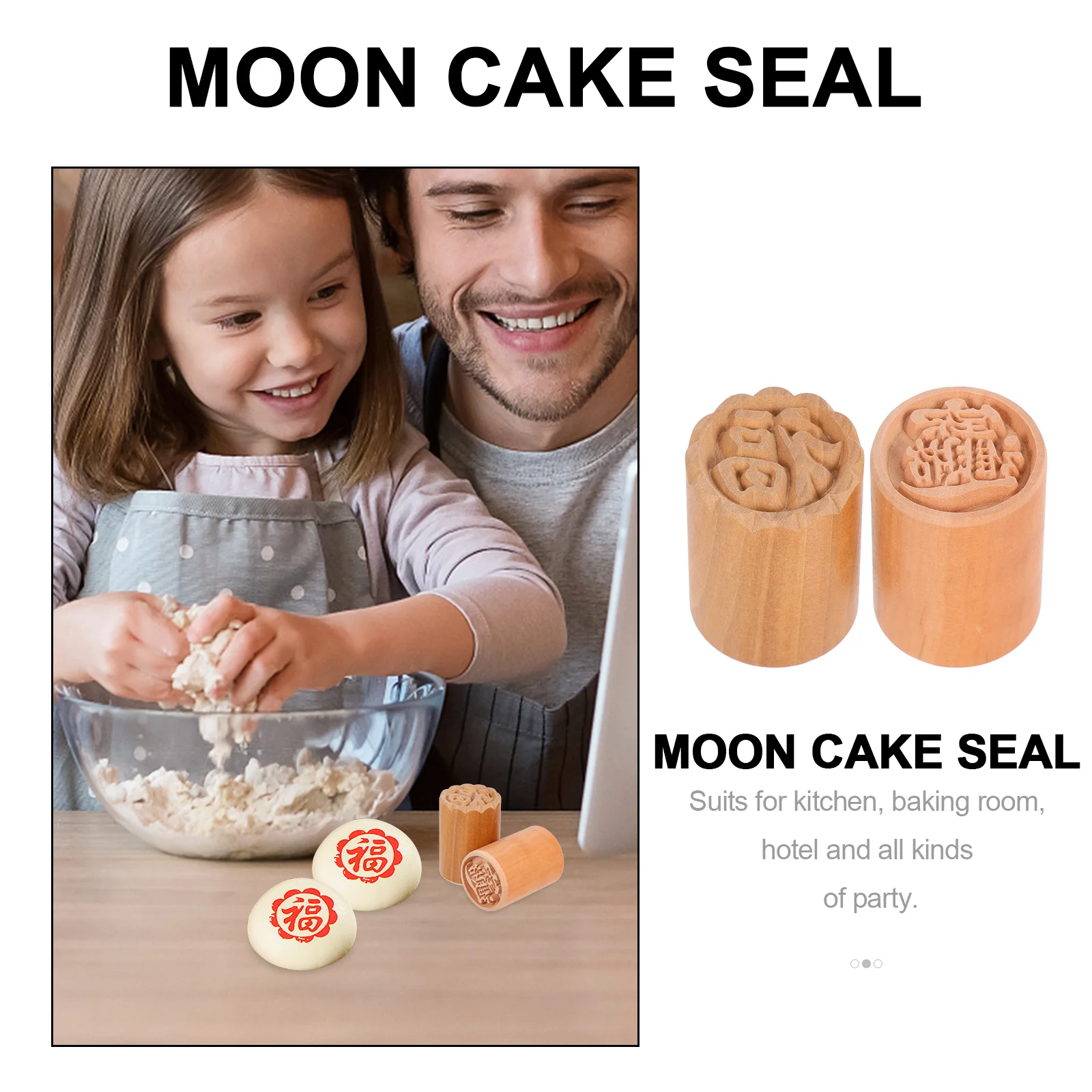 2 Pcs Moon Cake Stamp Dough Press Baking Food Patterns Cookies Stamps DIY Gummies