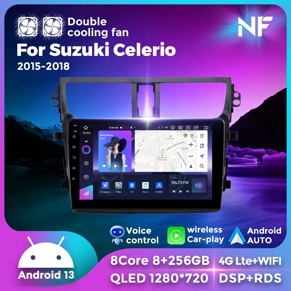 

4G LTE Wireless CarPlay Auto Android 13 HD Video Media RDS Player For Suzuki Celerio 2015-2018 2Din Touch Display Auto Radio BT