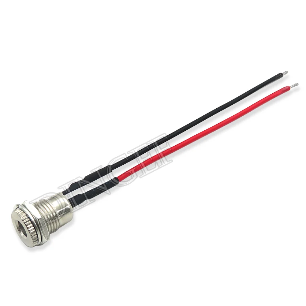 DC099 5.5 x 2.1mm  5.5 x 2.5mm DC Power Socket Threaded Female Connector Adapter With 20AWG Cable Wires DC-099 10CM 20CM