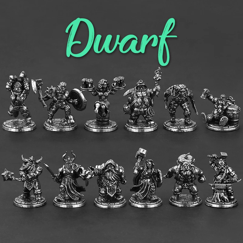 Metall Zwerg Soldat Modell Action-figuren Spielzeug Brettspiel Stücke Desktop Auto Innen Miniatur Ornament Zubehör Jungen Geschenke