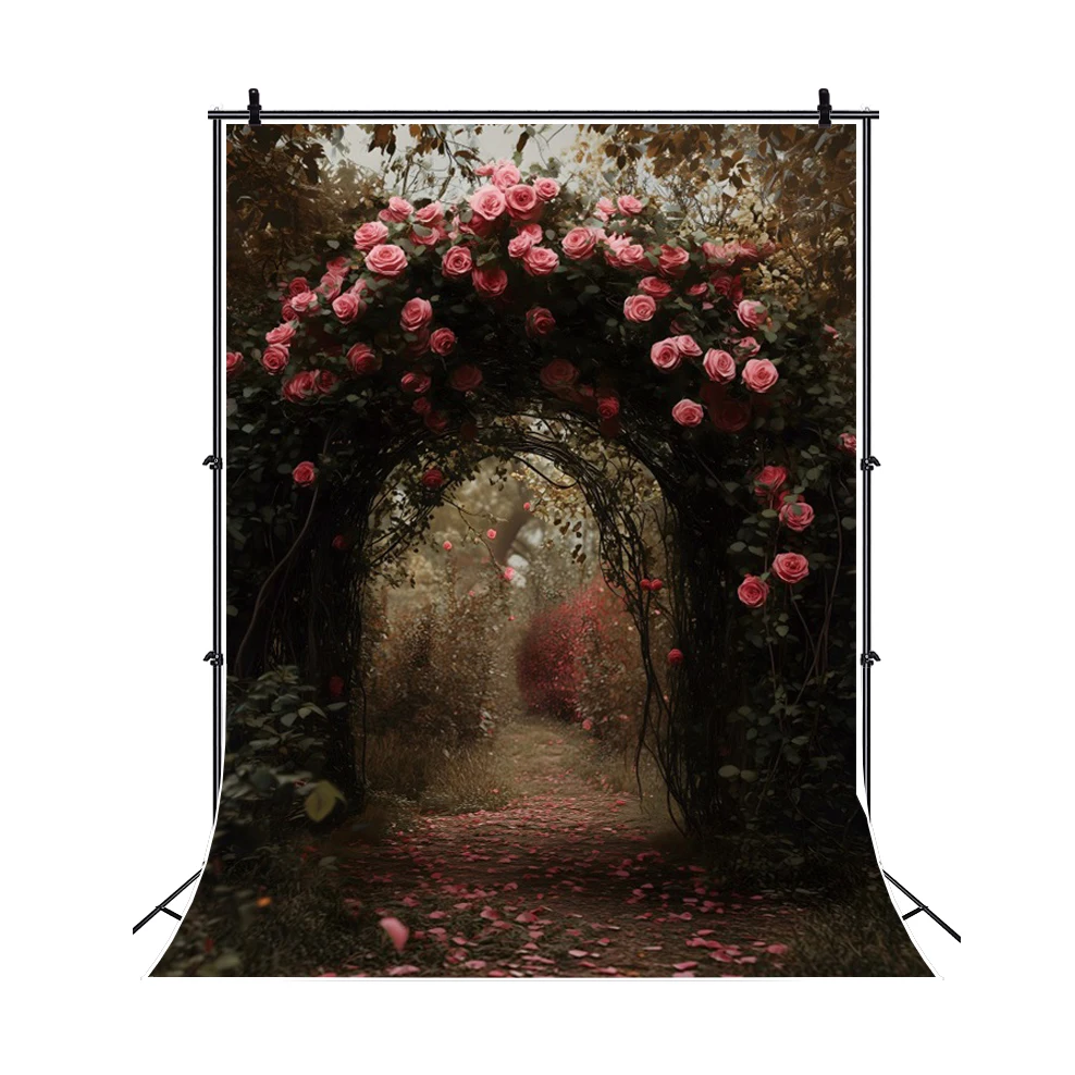 Pink Flowers Arch Wedding Backdrop Photograpy Birthay Decoration Maternity Dresses Photoshoot Kids Adult Art Portrait Background