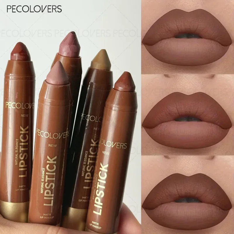 Crayon à lèvres Tube marron, sélection multicolore, rouge à lèvres mat, représente les contours des lèvres, lèvres complètes et attrayantes, cosmétiques pour les lèvres
