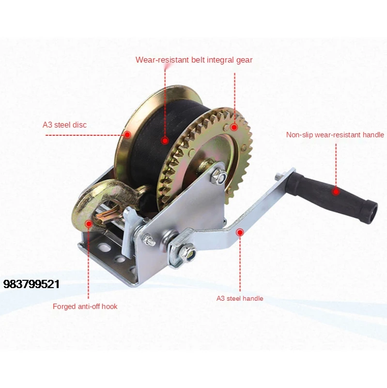 Good Price 2000lbs-3000LBSx8m Boat Truck Auto Self-Locking Hand Manual Galvanized Steel Winch Hand Tool Lifting Sling.