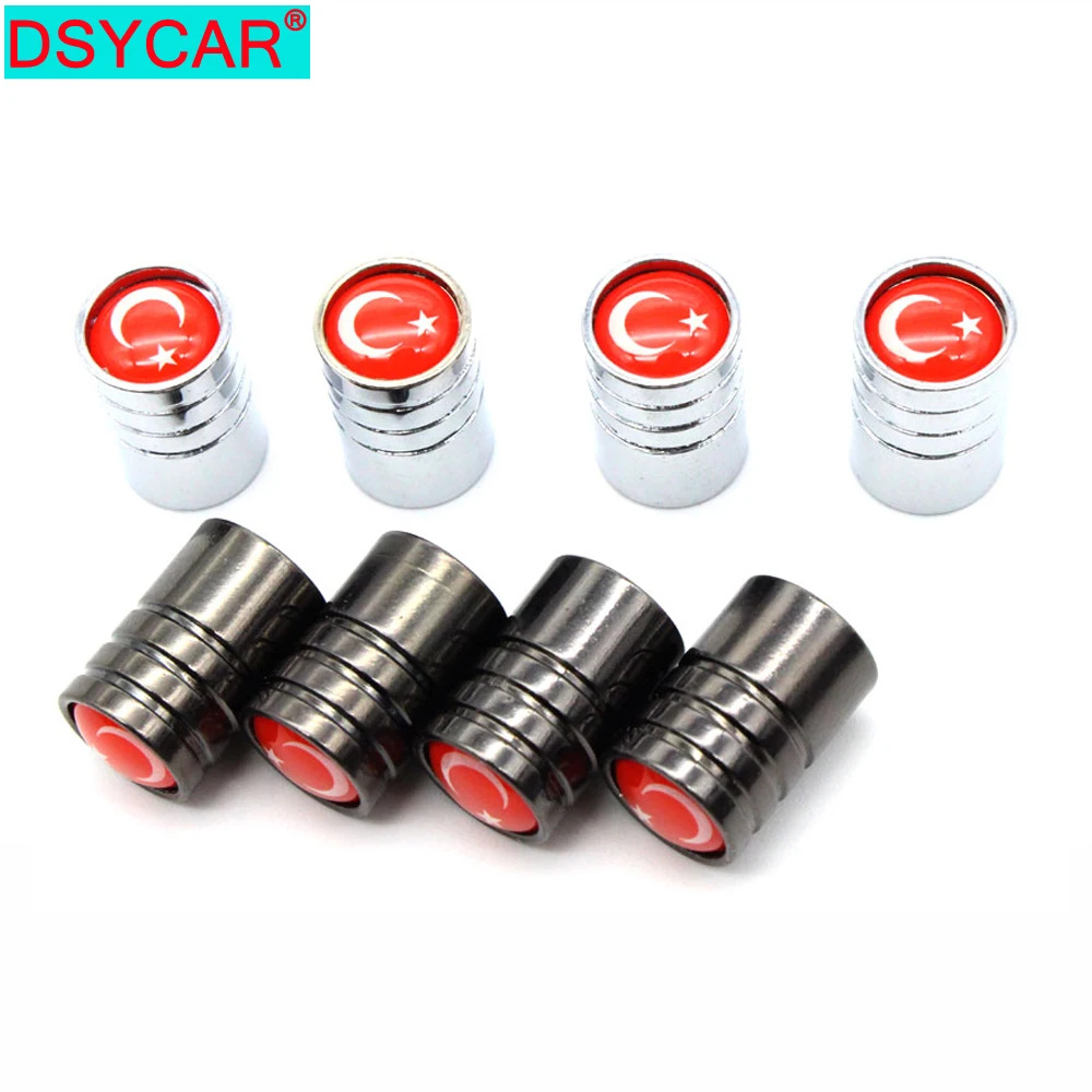 DSYCAR 4Pcs/Set Turkey National Flag Tire Valve Dust Caps Dustproof Tire Cap Valve Stem Caps for Cars New