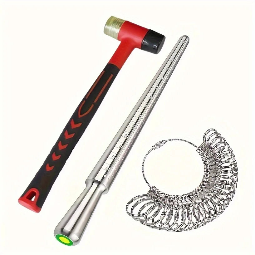 

Ring Size Measurement Tool Kit Including a Finger Size Gauge And a Mandrel for Measuring Ring Sizes Jewelry Size Assessment