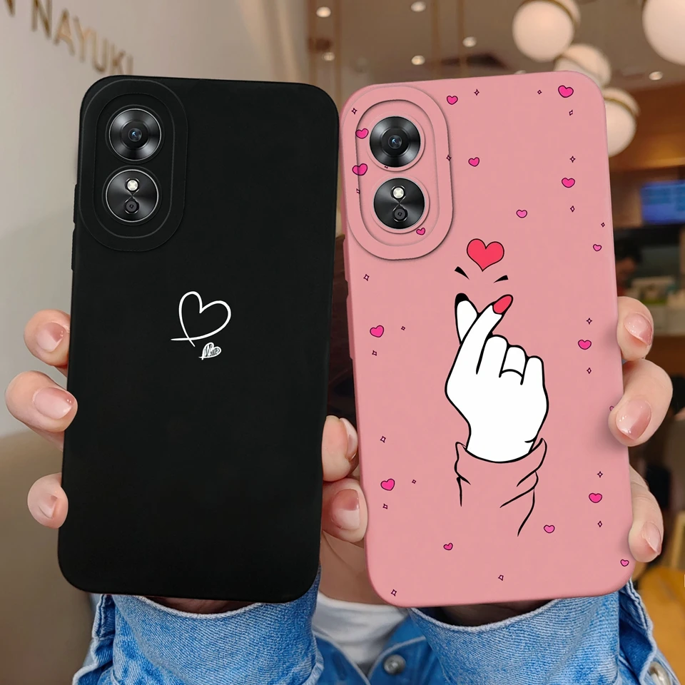 Case For OPPO A17 A17K 4G Cute Bear Love Heart Liquid Soft Silicone Shockproof Luxury Senior For OPPO A 17 A 17 K Funda Bumper