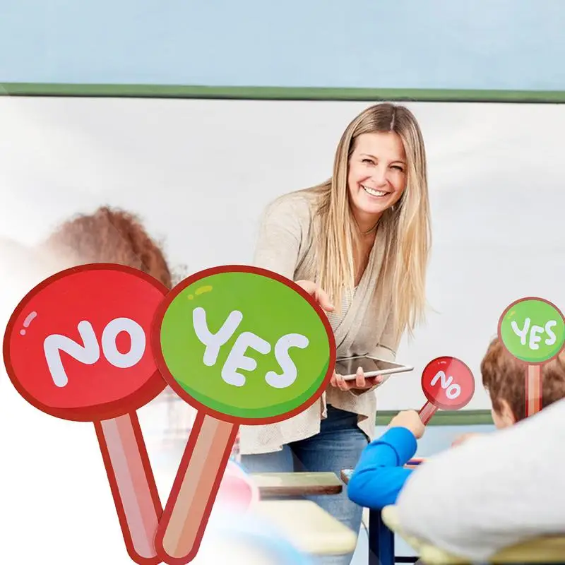 Yes No Paddles 2 paletas de subasta, palas falsas reales, letreros de respuesta rápida para profesores, suministros para eventos en el aula