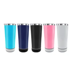 USB 20oz Bluetooth Speaker Stainless Steel Tumblers Thermos Vacuum Cup Portable Cold And Hot Cups with Straw for Outside Sport