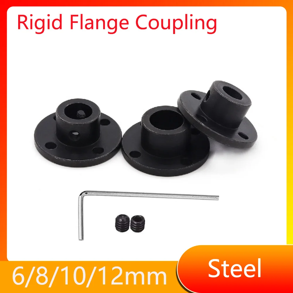 Bore 6mm 8mm 10mm 12mm Black Flange Shaft Coupling Rigid Flange Guide Shaft Coupler Motor Connector for DIY Model Accessory
