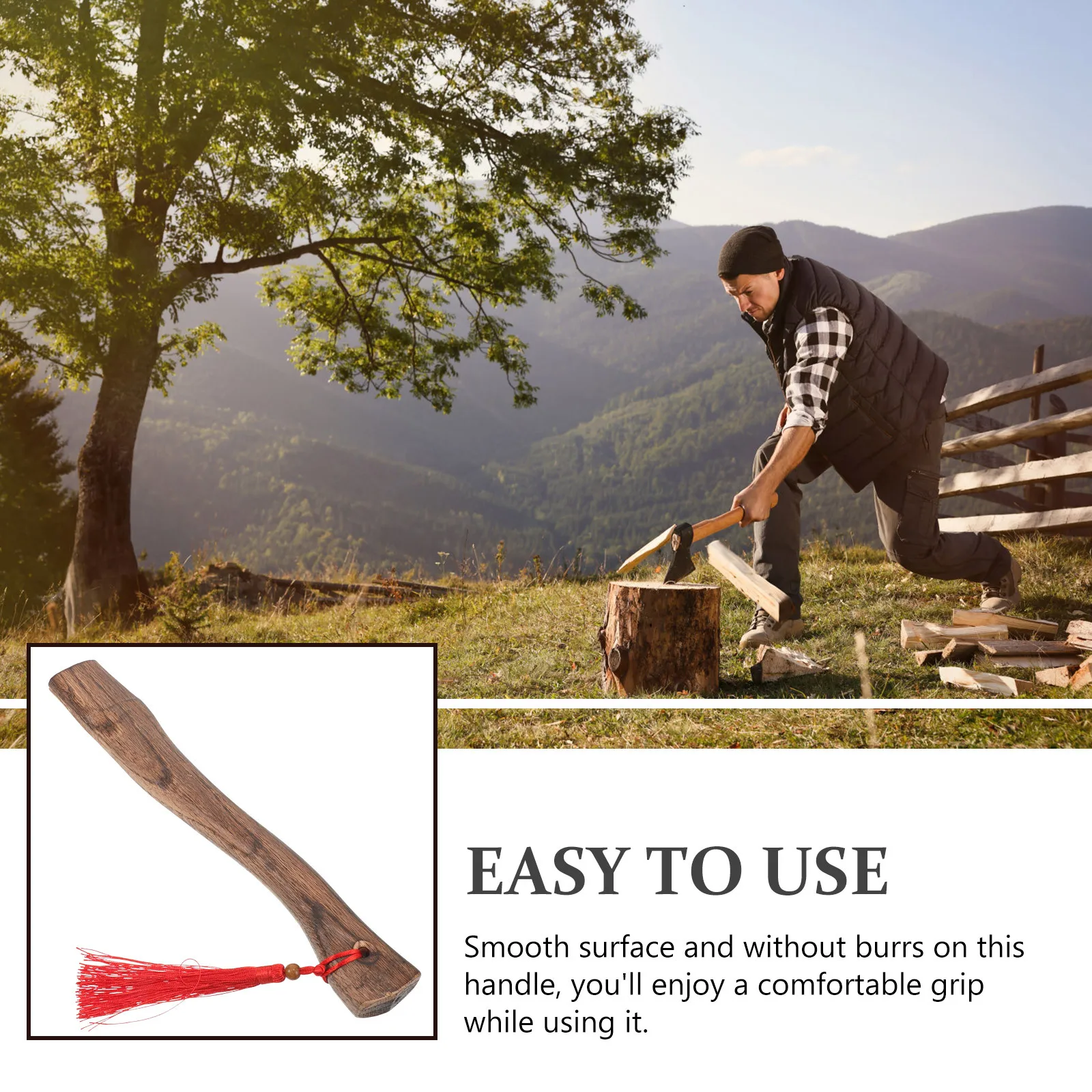 

Replacement Wooden Axe Handle for Woodworking Tool Practical Sturdy Material Smooth Surface No Burrs Handle Accessory
