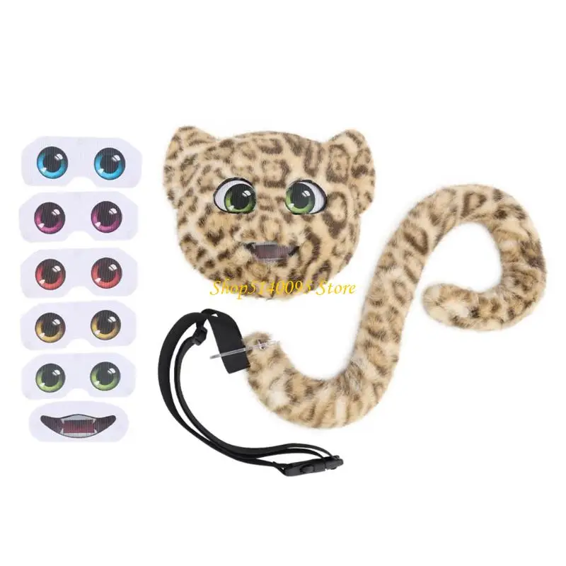 

DXAE Leopard Costumes Set Leopard Mask Tail Eye Mouth Stickers for Kid Adults Halloween Christmas Animal Cosplay Props