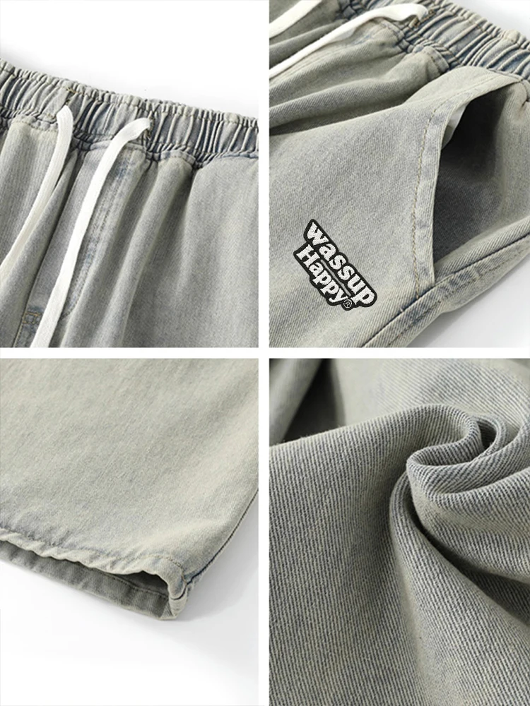 Wassup heureux américain rétro hommes jean décontracté ample jambe droite printemps automne nouveau Sle confortable coton Polyester mélange