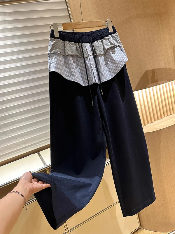 

Свободные прямые повседневные брюки с высокой талией и шнурком, унисекс, весна-осень, модные брюки в корейском стиле