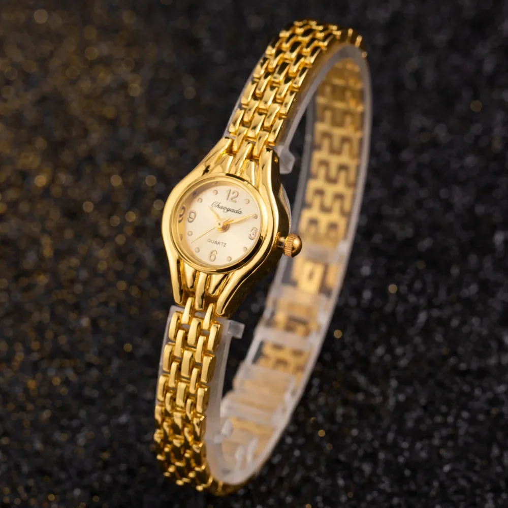 Ladies Gold Plated Watch Women Bracelet Quart Wristwatch Girl Analog Feminino Relojes Hour Luxury Watches Saati Clock