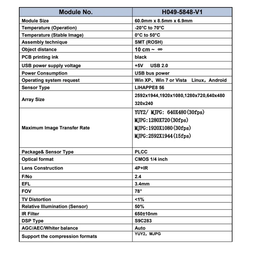 NEUES OV5648 USB-Kameramodul 78 Grad Autofokus AF mit Mikrofon 2592*1944 HD 5MP Treiberfreies UVC für Win Android IOS Linx – Detail 8