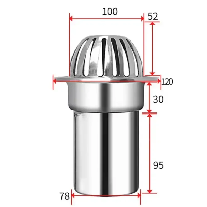 1pcs 3/4/5inch Garden Gutter Stainless Steel Guard Downspout Strainer Anti-Blocking Strainer Floor Drain Cover