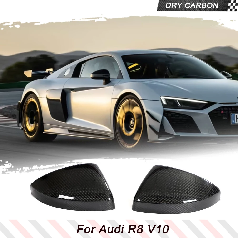 Dry Carbon Replacement Style Side Car Rearview Mirror Caps Covers for Audi R8 V10 GT RWD Car Side Mirror Caps 