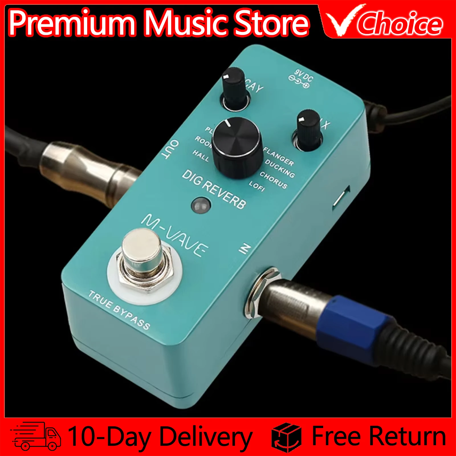 M-VAVE Electric Guitar Pedal DIG Reverb Effect Pedal 9 Reverb Types Decay Mix Control Effect True Bypass Guitar Accessories Part