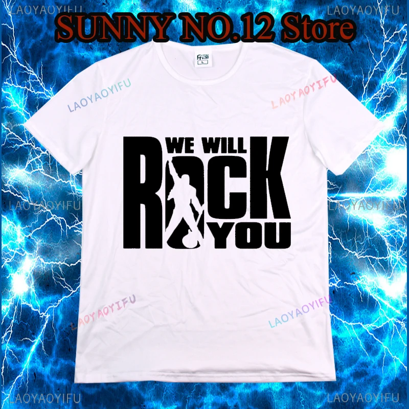 We Will Rock You T-shirt For Men Queen Band T Shirts Letter Hip Hop Rock N Roll Funky Streetwear  Women Tops Heavy Metal